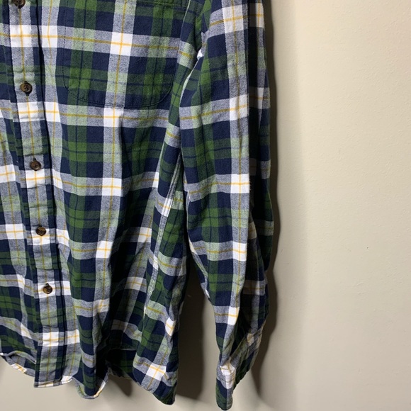 Saddlebred Flannel Button Down Shirt Green Yellow - Picture 7 of 12